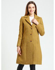  Women  Poly Acrowool  Tweed Coats Mustard